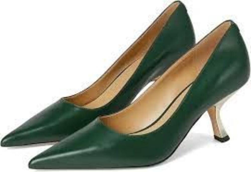 Michael Kors Luna Mid Pump Heels Green Metallic Gold Heel Pointed Toe Size 10